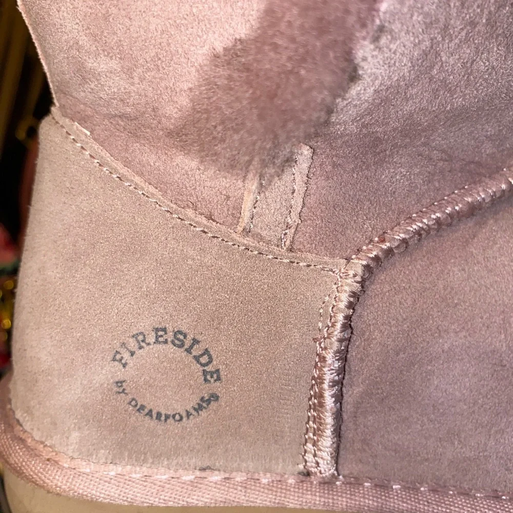 Women's Pink Shearling Slippers - Picture 9 of 10